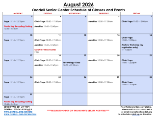 August Senior Center Calendar